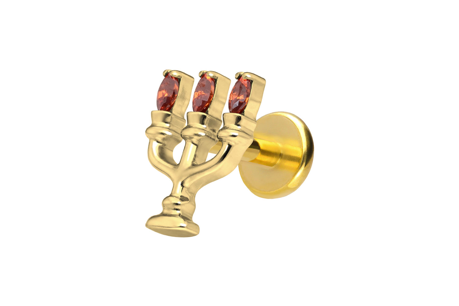 Titan Labret Piercing mit Push Fit KERZENLEUCHTER